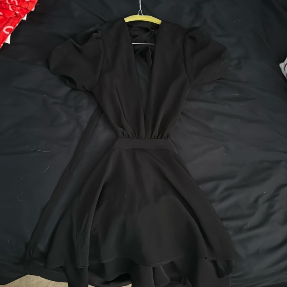 Black flowy dress with open back!